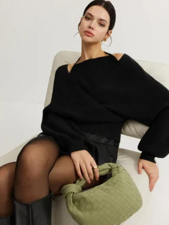 COMMENSE 2 in 1 Bat Sleeve Halter Knit Top* Sweater Tops|Sweaters & Cardigans