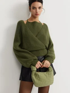 COMMENSE 2 in 1 Bat Sleeve Halter Knit Top* Sweater Tops|Sweaters & Cardigans