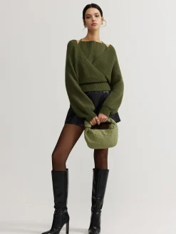 COMMENSE 2 in 1 Bat Sleeve Halter Knit Top* Sweater Tops|Sweaters & Cardigans