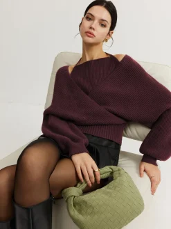 COMMENSE 2 in 1 Bat Sleeve Halter Knit Top* Sweater Tops|Sweaters & Cardigans