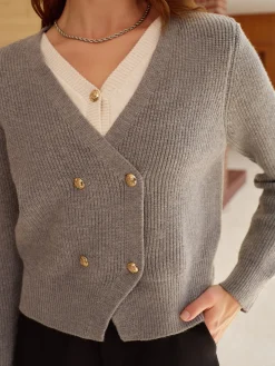 COMMENSE 2 in 1 Breasted Short Cardigan* Cardigans|Sweaters & Cardigans