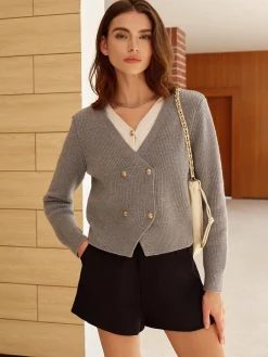 COMMENSE 2 in 1 Breasted Short Cardigan* Cardigans|Sweaters & Cardigans