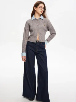 COMMENSE 2 in 1 Button Knit Top* Sweater Tops|Sweaters & Cardigans
