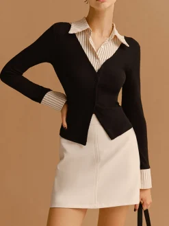 COMMENSE 2 in 1 Button Split Lapel Blouse* Blouses & Shirts|Tops