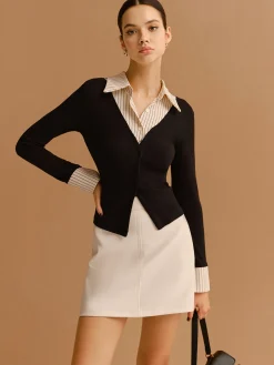 COMMENSE 2 in 1 Button Split Lapel Blouse* Blouses & Shirts|Tops