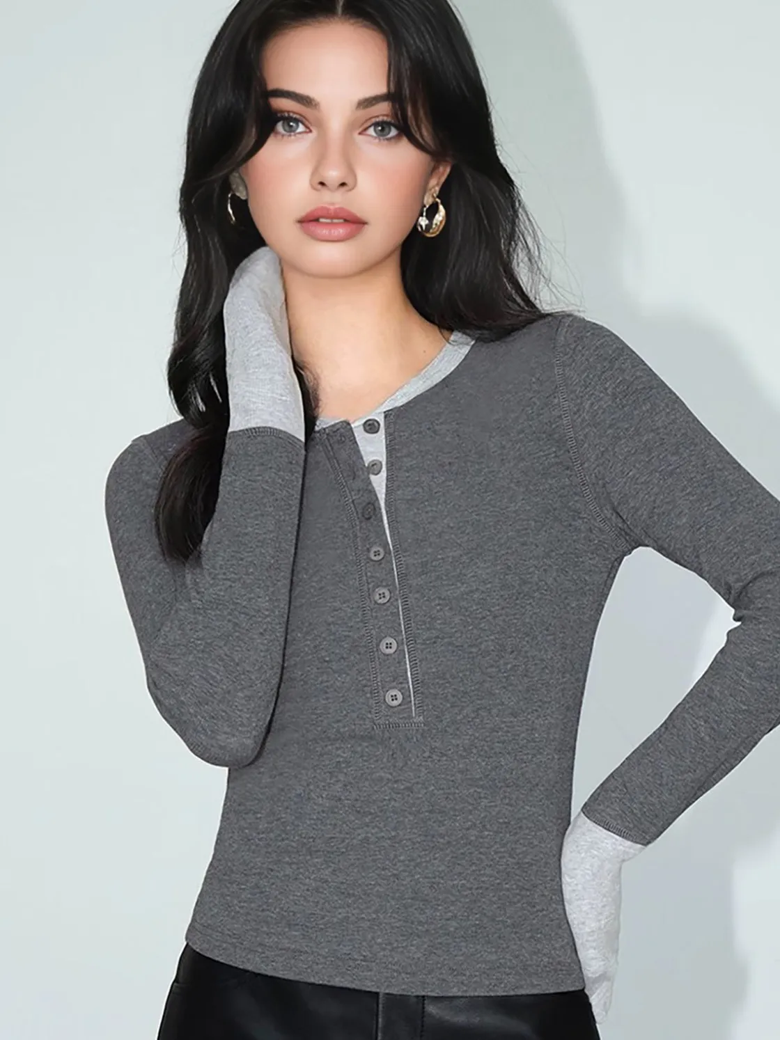COMMENSE 2 in 1 Color Block Jersey Top* T-shirts|Tops