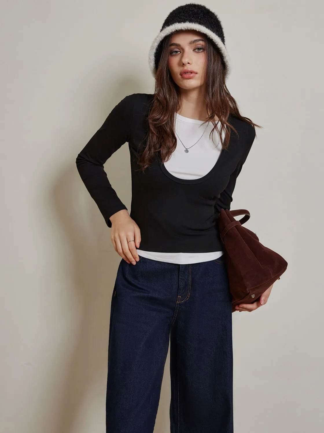 COMMENSE 2 in 1 Color Block Jersey Top* T-shirts|Tops