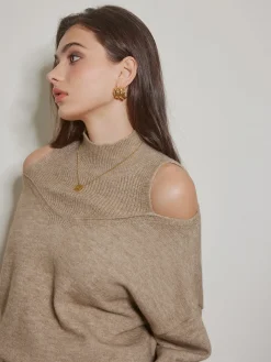 COMMENSE 2 in 1 Cutout Shift Sweater* Sweater Tops|Sweaters & Cardigans