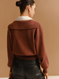 COMMENSE 2 in 1 Lapel Cinched Sweater* Knitwear|Tops