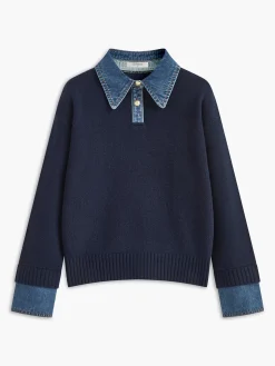 COMMENSE 2 in 1 Panel Lapel Sweater* Knitwear|Tops