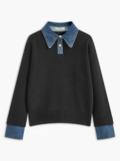 COMMENSE 2 in 1 Panel Lapel Sweater* Knitwear|Tops