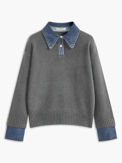 COMMENSE 2 in 1 Panel Lapel Sweater* Knitwear|Tops