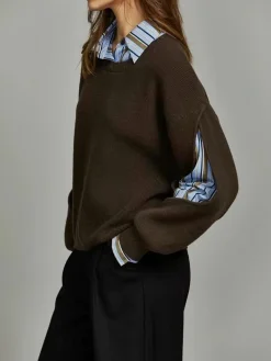 COMMENSE 2 in 1 Ribbed Cutout Sweater* Sweater Tops|Sweaters & Cardigans
