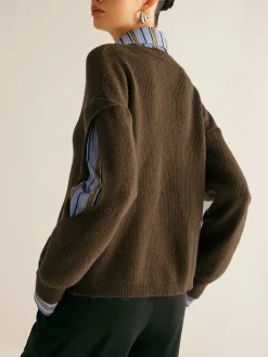 COMMENSE 2 in 1 Ribbed Cutout Sweater* Sweater Tops|Sweaters & Cardigans