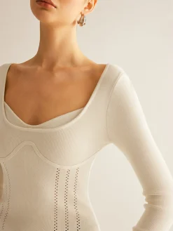 COMMENSE 2 in 1 Ribbed Skinny Knit Top* Sweater Tops|Sweaters & Cardigans