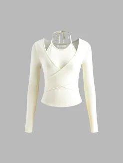 COMMENSE 2 in 1 Ribbed Soft T-Shirt* T-shirts|Tops