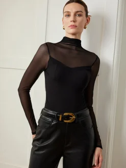 COMMENSE 2 in 1 Sheer Panel Blouse* Blouses & Shirts|Tops