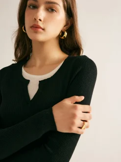 COMMENSE 2 in 1 Slim Knit Top* Sweater Tops|Sweaters & Cardigans