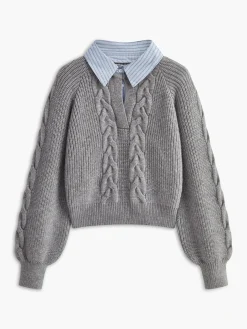 COMMENSE 2 in 1 Twist Polo Sweater* Sweater Tops|Sweaters & Cardigans