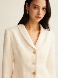 COMMENSE 3/4 Length Sleeve Tweed Blazer* Outerwear|Blazers