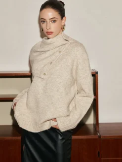 COMMENSE Adjustable Scarf Wool-Blend Sweater* Sweater Tops|Sweaters & Cardigans