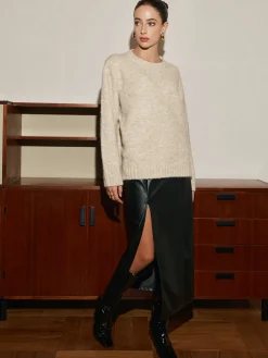 COMMENSE Adjustable Scarf Wool-Blend Sweater* Sweater Tops|Sweaters & Cardigans