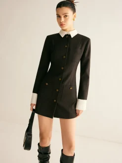 COMMENSE Adjustable-Collar Slim Blazer Dress* Blazers|Outerwear