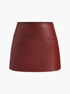 COMMENSE A-Line Faux Leather Mini Skirt* Skirts|Bottoms
