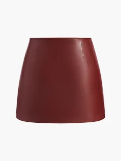 COMMENSE A-Line Faux Leather Mini Skirt* Skirts|Bottoms