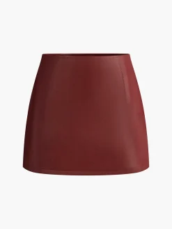 COMMENSE A-Line Faux Leather Mini Skirt* Skirts|Bottoms