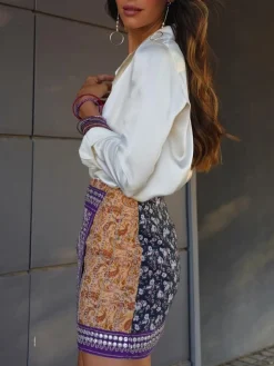 COMMENSE Asymmetric Floral Printed Mini Skirt* Skirts|Bottoms