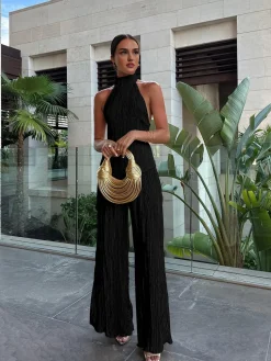 COMMENSE Asymmetric Halter Crop Top With Wide Leg Pants Set* Pants Sets|Wide Leg
