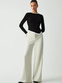 COMMENSE Asymmetric Hem Contrast Trim Long Sleeve Shirt* Sweater Tops|T-shirts