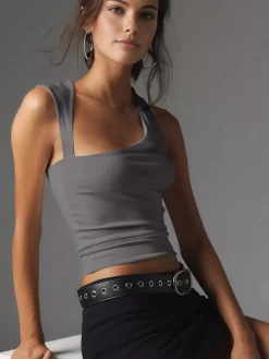 COMMENSE Asymmetric Neck Cut Out Tank Top* Tank Tops & Camis|Tops