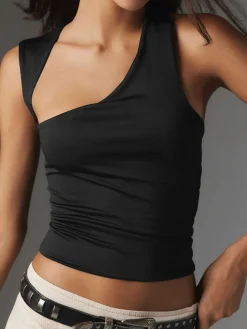 COMMENSE Asymmetric Neck Cut Out Tank Top* Tank Tops & Camis|Tops