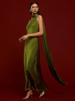 COMMENSE Asymmetrical Backless Satin Dress* Casual Dresses|Cocktail & Party Dresses