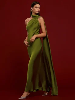 COMMENSE Asymmetrical Backless Satin Dress* Casual Dresses|Cocktail & Party Dresses