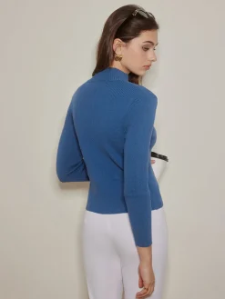 COMMENSE Asymmetrical Breasted Slim Polo Sweater* Sweater Tops|Sweaters & Cardigans