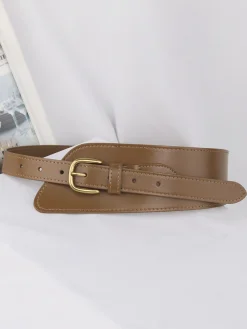 COMMENSE Asymmetrical Buckle Wide Leather Belt* Belts & Chain|Accessories