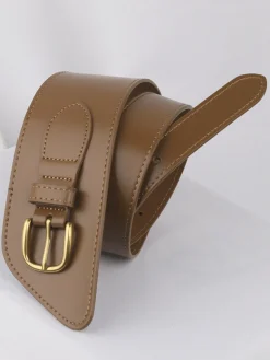 COMMENSE Asymmetrical Buckle Wide Leather Belt* Belts & Chain|Accessories