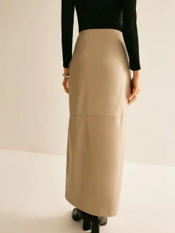 COMMENSE Asymmetrical Button Faux Leather Skirt* Skirts|Bottoms