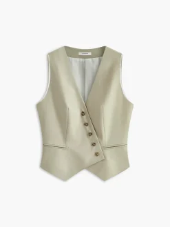 COMMENSE Asymmetrical Button Pockets Vest* Outerwear|Vests