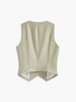 COMMENSE Asymmetrical Button Pockets Vest* Outerwear|Vests