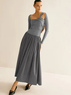 COMMENSE Asymmetrical Chic Panel Pleated Dress* Casual Dresses|Long Dresses