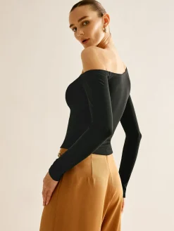 COMMENSE Asymmetrical Cold Shoulder Jersey T-Shirt* T-shirts|Tops