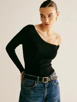 COMMENSE Asymmetrical Cold Shoulder Knitting Top* Sweater Tops|Sweaters & Cardigans