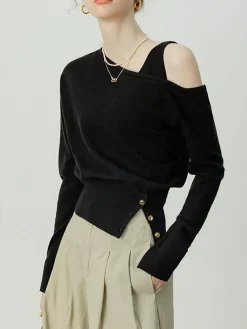 COMMENSE Asymmetrical Cold Shoulder Sweater Co-ords* Sweater Tops|Sweaters & Cardigans