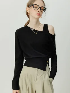 COMMENSE Asymmetrical Cold Shoulder Sweater Co-ords* Sweater Tops|Sweaters & Cardigans
