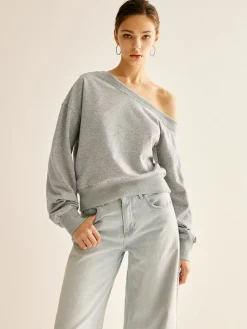 COMMENSE Asymmetrical Cold Shoulder Sweatshirt* Sweatshirts & Hoodies|Tops