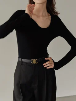 COMMENSE Asymmetrical Collar Knit Top* Sweater Tops|Sweaters & Cardigans